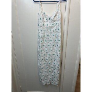 Saylor Calibria Daisy Embroidered Midi‎ Dress White Size Small Boho Floral Lace